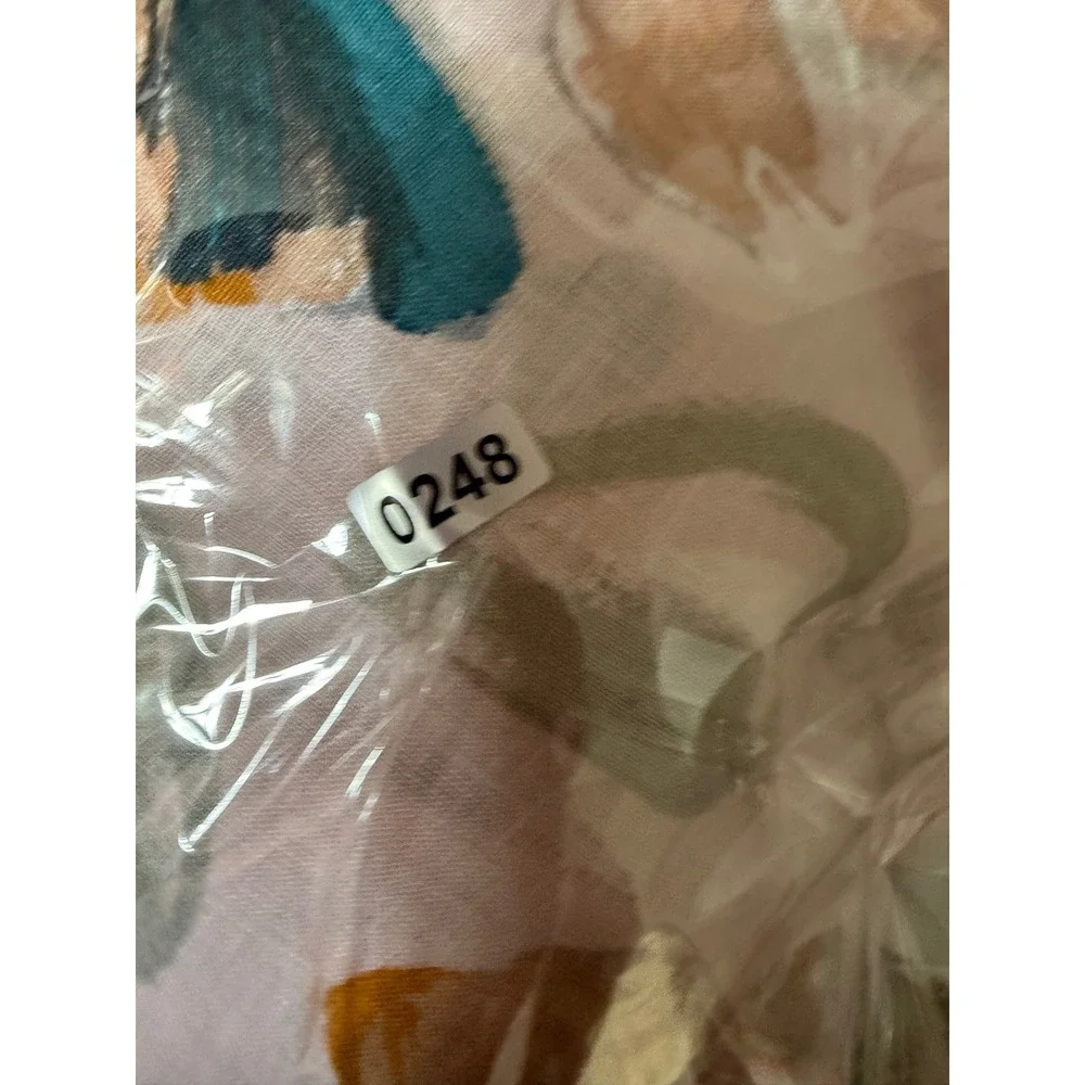 Rachel Zoe Linen Floral Shirt Dress Pink Button Front Coastal Chic Art Teacher M - Picture 9 of 10